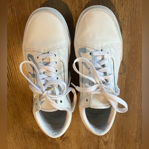 White Platform leather vans size 6.5